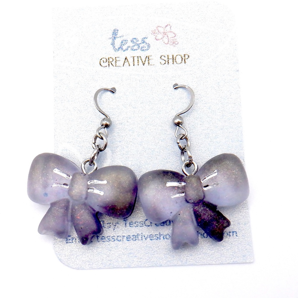 Handmade Resin Bow Earrings NEW